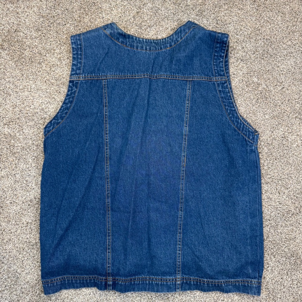 Hunters Run Vintage Denim Vest‎ Medium Wash Cotton Button Front Western Blue XL - Picture 10 of 10